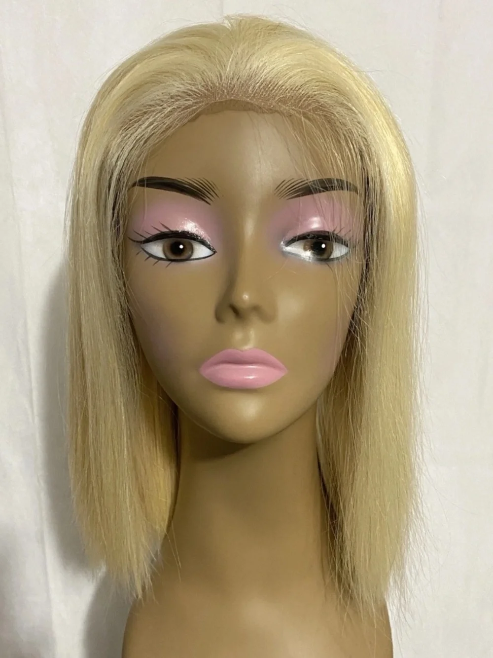 Blonde Straight Short Lace Front Wig Human Hair 12” 6x5 HD 200% Density Dome Cap